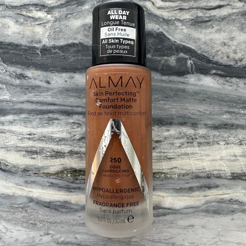 Almay Skin Perfecting Comfort Matte Foundation 250 Cool Cappuccino 1oz Oil Free